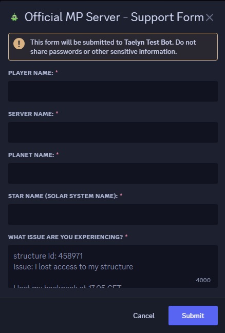 Support Form